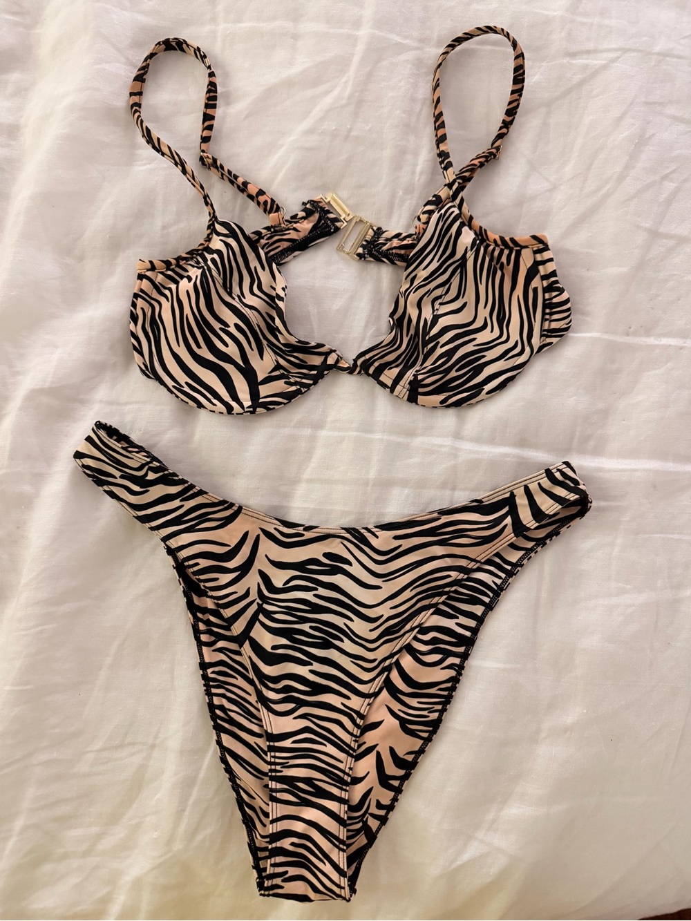 Bamba Swim Black & Nude Zebra Print Underwire Bikini Set